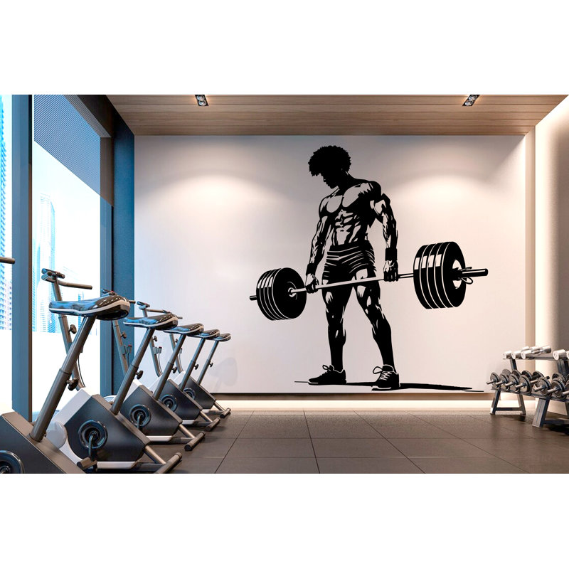 Adhésif décoratif Afro American Men Gym, H 46 po x l 44 po, Gris