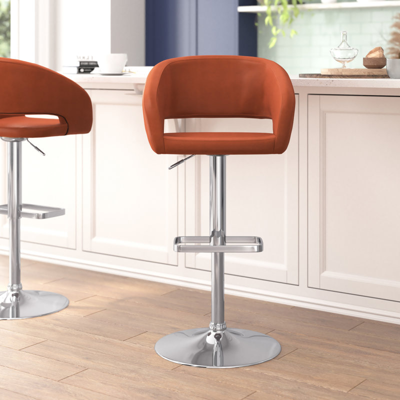 Tabouret de bar Amberlie, Cognac, Chrome, 1