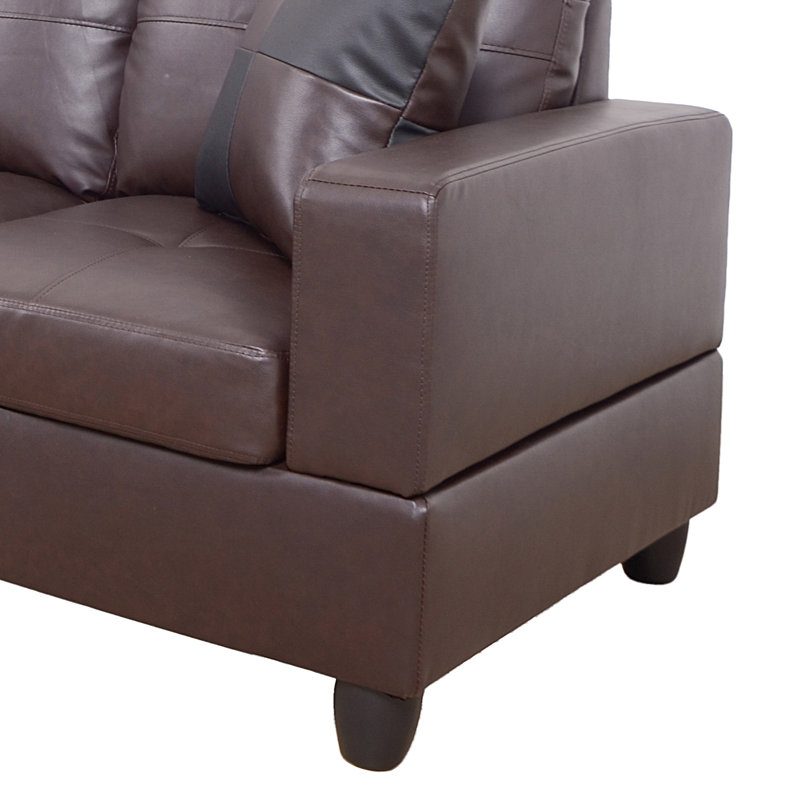 Mavretta Upholstered Sectional, Left Hand Facing, Brown Pebbled Faux Leather