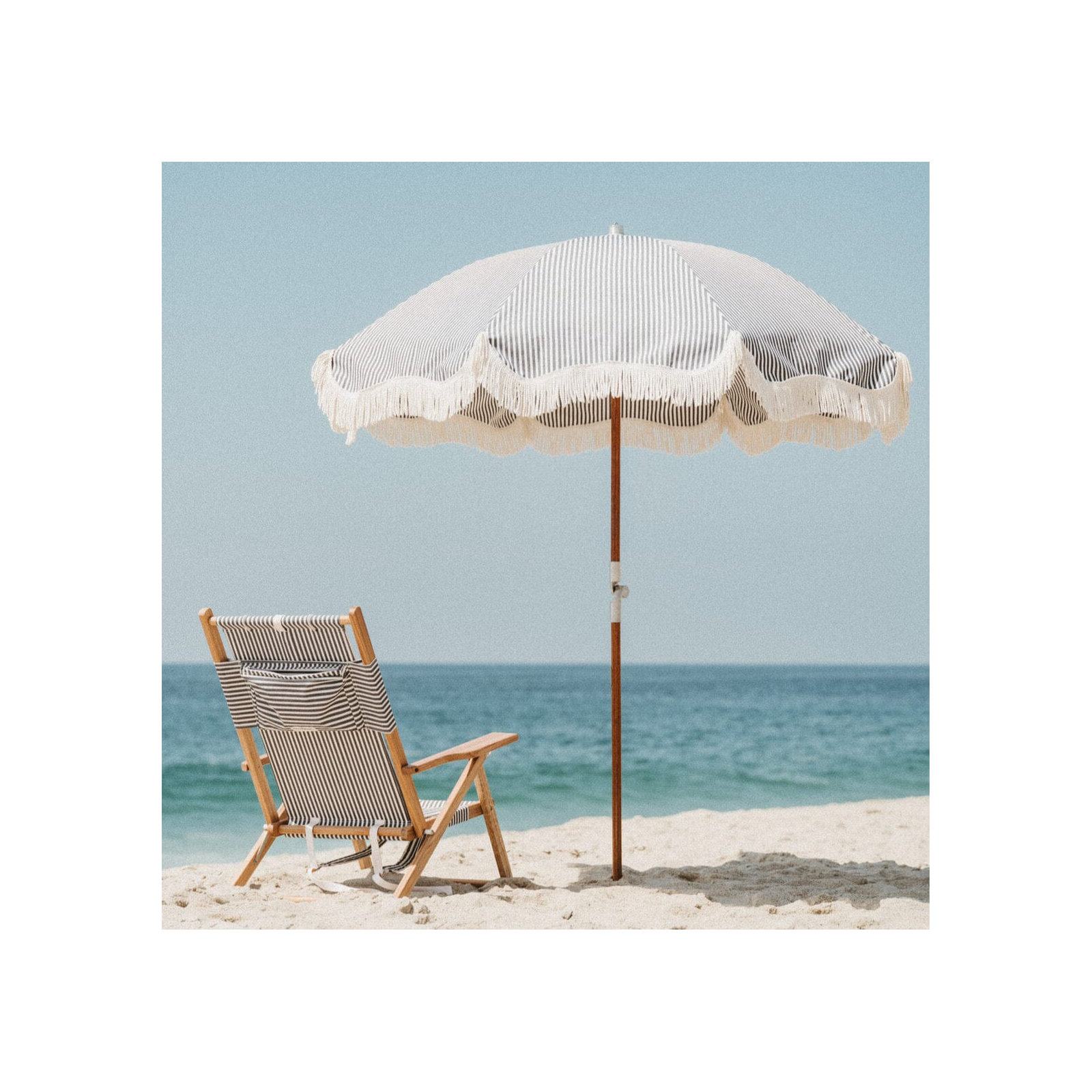  Reclining Beach Chair with Cushion, Lauren's Navy Stripe