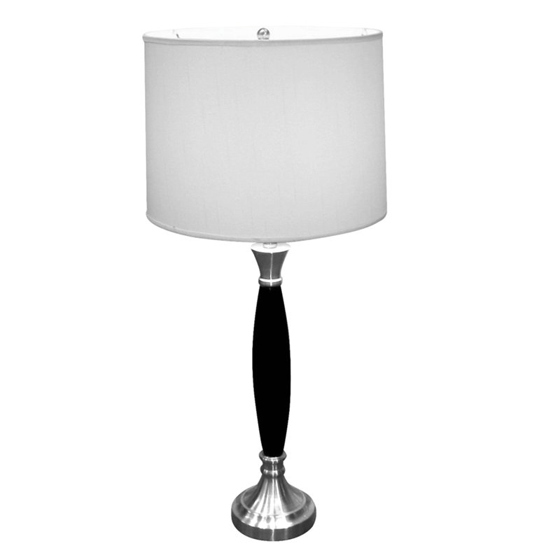 Lampe de table haute 30 po en bois et lin, abat-jour en lin blanc
