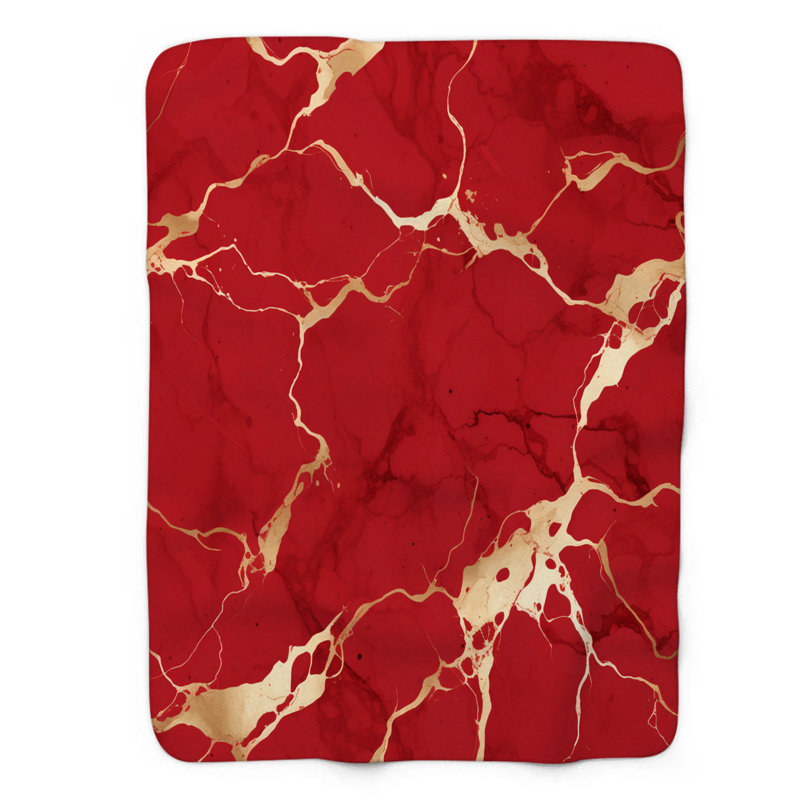 Marble Red - 1 Piece Premium Blanket, 50" W x 60" L