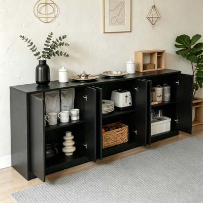 Buffet de 67 pouces avec ondulation moderne et contour arrondi