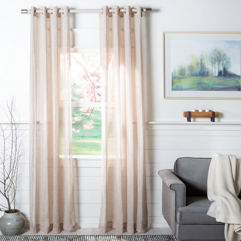 Rhoden Sheer Curtain Single Panel, 52" W x 84" L, Tan