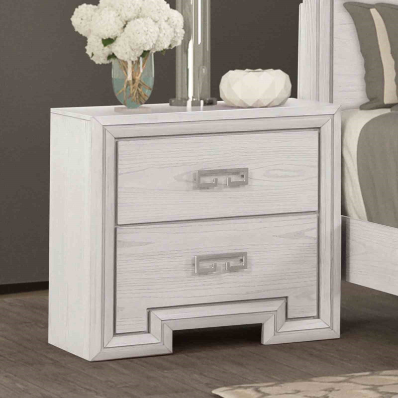Table de chevet 1 pièce en bois massif blanc rustique l 29 po x P 18 po x H 27,5 po