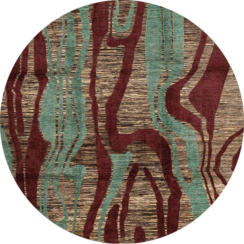 Tapis bleu sarcelle / brun Monyette, Rond 4 pi