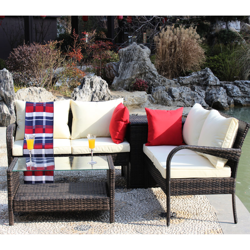 4 Outdoor Brown With Storage Box Patio Sectional - Brownish Hue