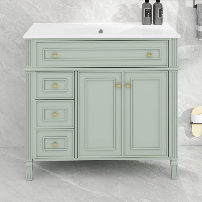 Meuble-lavabo de 36 po avec lavabo, tiroir basculant, 2 portes Designs Designs, Vert