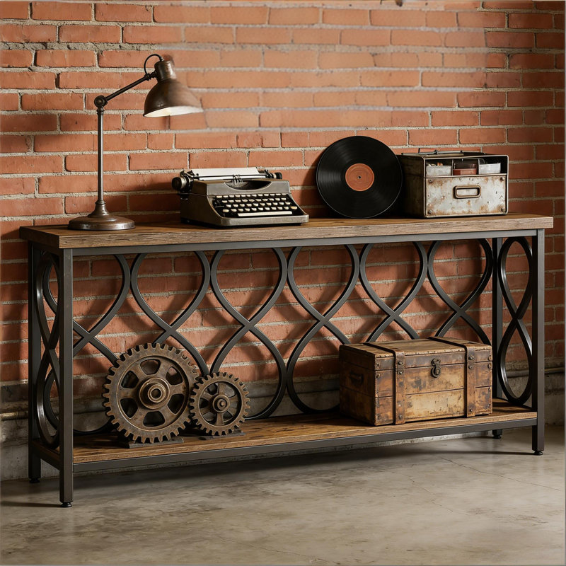 Table console à 2 niveaux avec porte d'entrée et plante | Idée de cadeau