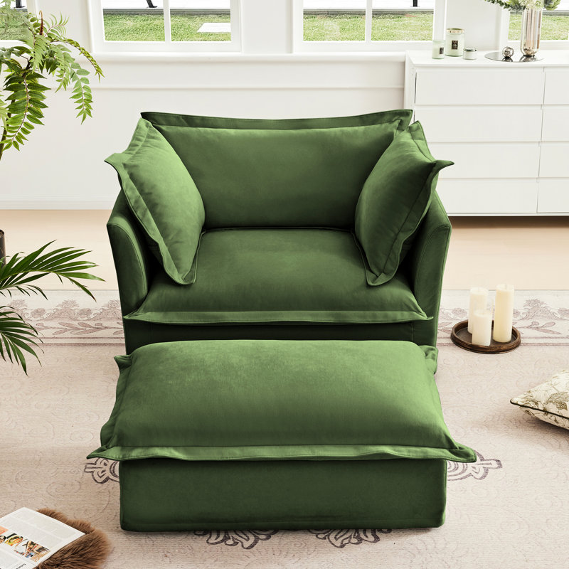 Fauteuil rembourré avec chenille, coussins gonflables, sièges profonds, housses amovibles, housse de protection pour le salon, tissu en chenille, assise confortable et spacieuse, structure en bois