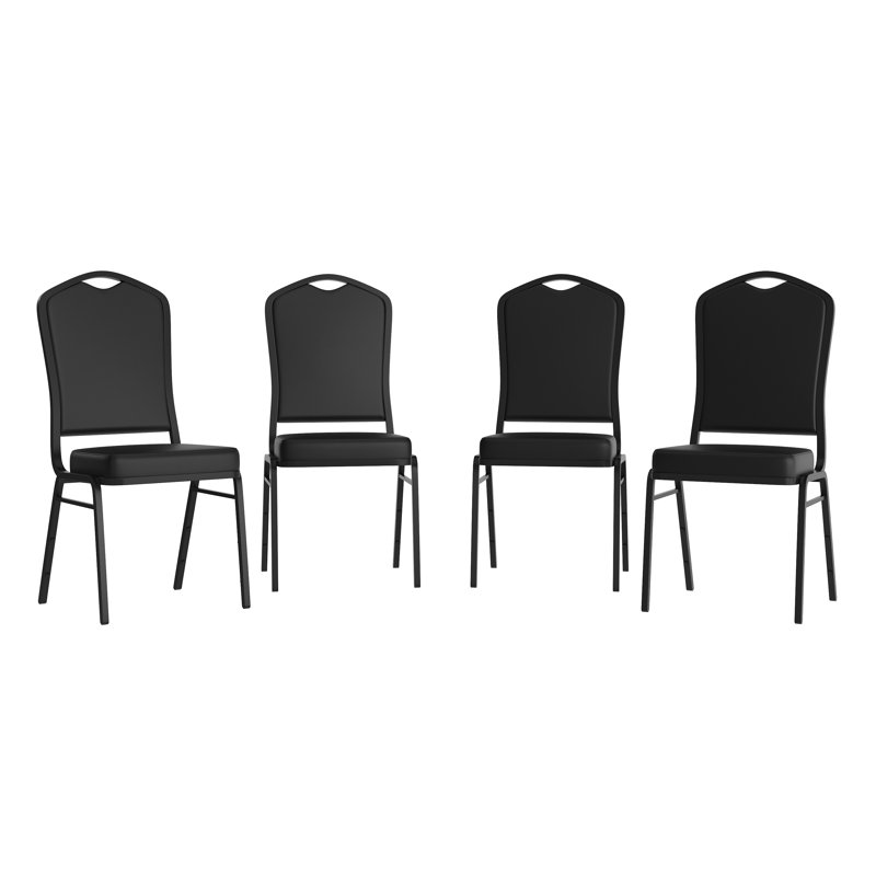 Chaise de banquet empilable Oliverson, Cadre noir, Vinyle noir, 4