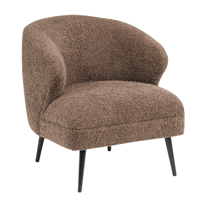 Chaise moderne avec revêtement brun bouclé et chaise d'appoint à base en mousse, fabrication en contreplaqué, Brun
