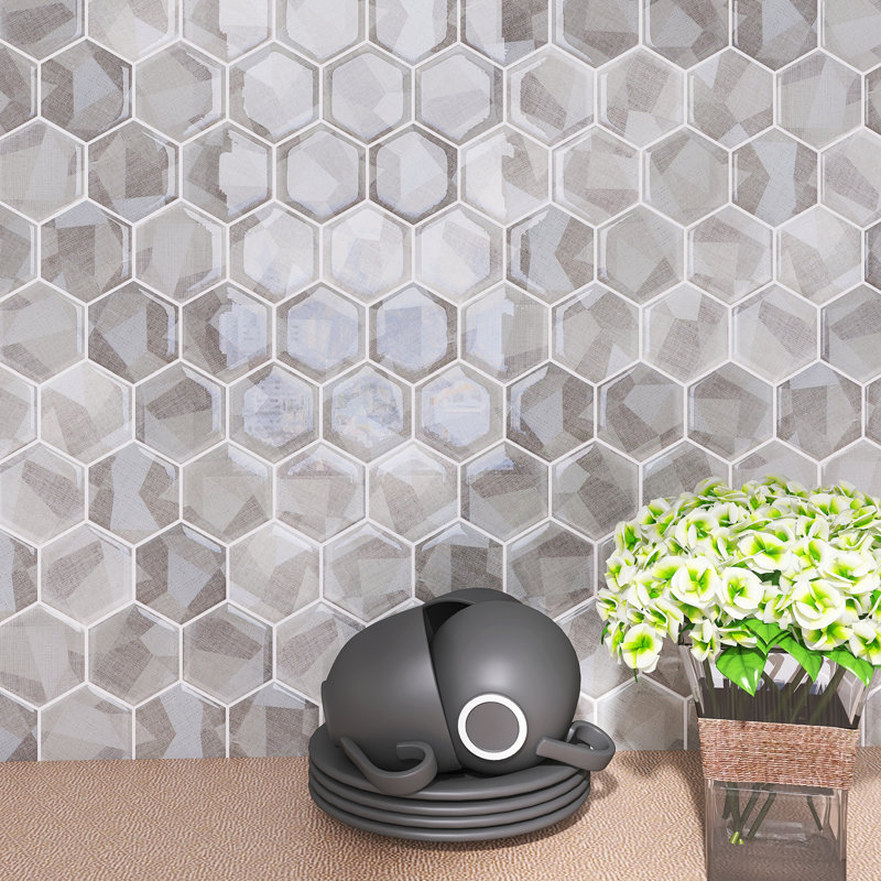 Bucz Glass Honeycomb Mosaic Wall Tile, Brown