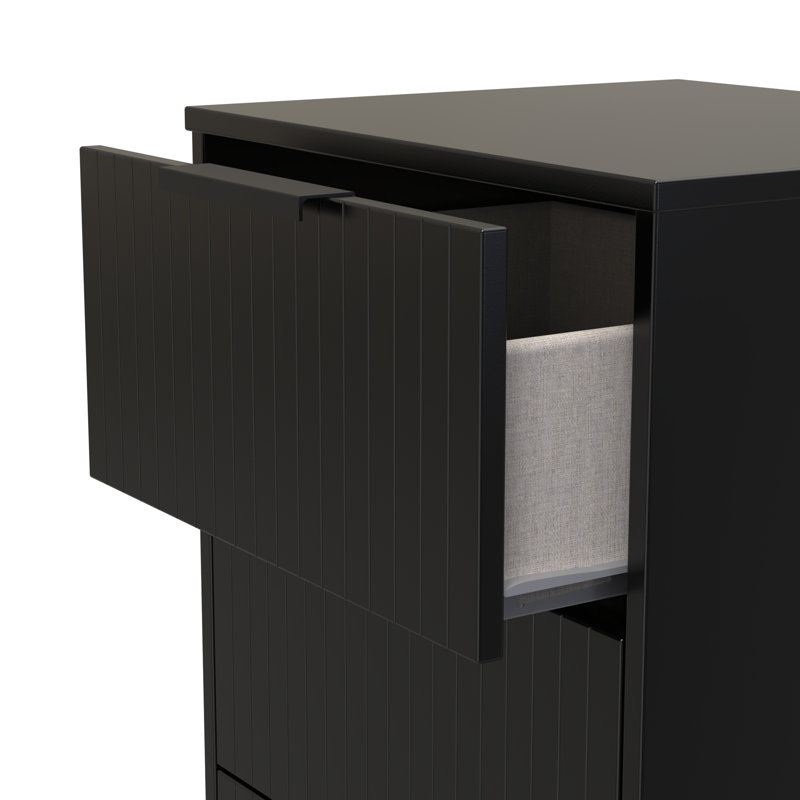 Atsumi 45cm W Manufactured Wood Bedside Table, Deep Black/Black Matt