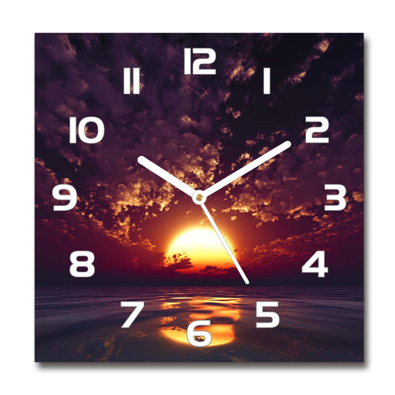Glass Wall Clock, White/Purple/Orange