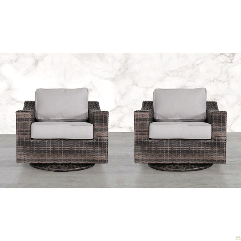 Chaise d'extérieur pivotante avec coussins