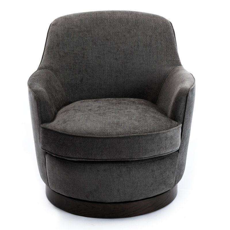 Fauteuil pivotant gris anthracite - et siège confortable avec base en bois 360