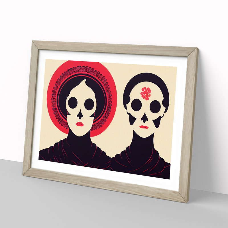 Two Women Abstract Vol.6 1 Piece Single Picture Frame Wall Art, 25cm H x 34cm W x 2cm D, Oak Framed