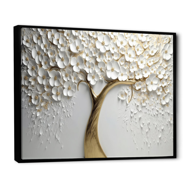 Orchidée blanche jardin de branches V - impression d'art mural floral - non texturé, H 24 po x l 32 po, Noir
