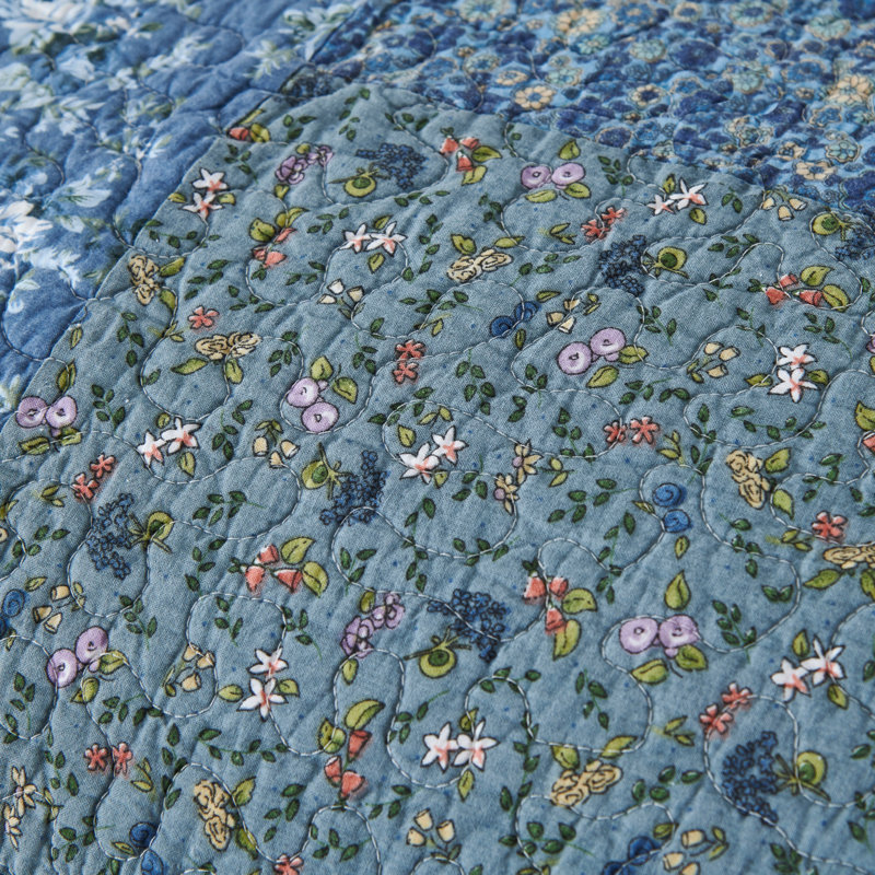Cotton Patchwork Quilt, King Quilt + 2 Shams