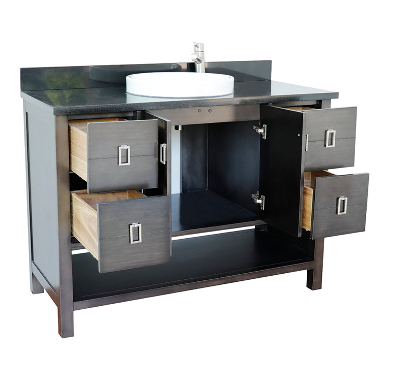 Wilhoit 49'' Single Bathroom Vanity with Top, Silvery Brown/Black Galaxy