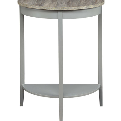Console transitionnelle en chêne gris pour la décoration de couloir, espace de vie organisé avec tablette inférieure