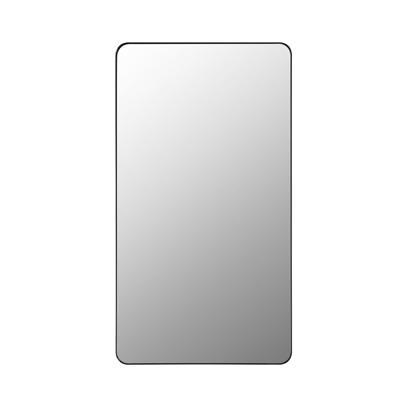 Square Wall Mounted Mirror 30" x 40" Mirror with Aluminium Alloy Frame, Black, Rectangle, 30" x 55"
