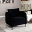 Fauteuil en velours noir avec coussin et lignes audacieuses pour bureau - Bien rembourré, velours stable, structure en métal, bureau, construction