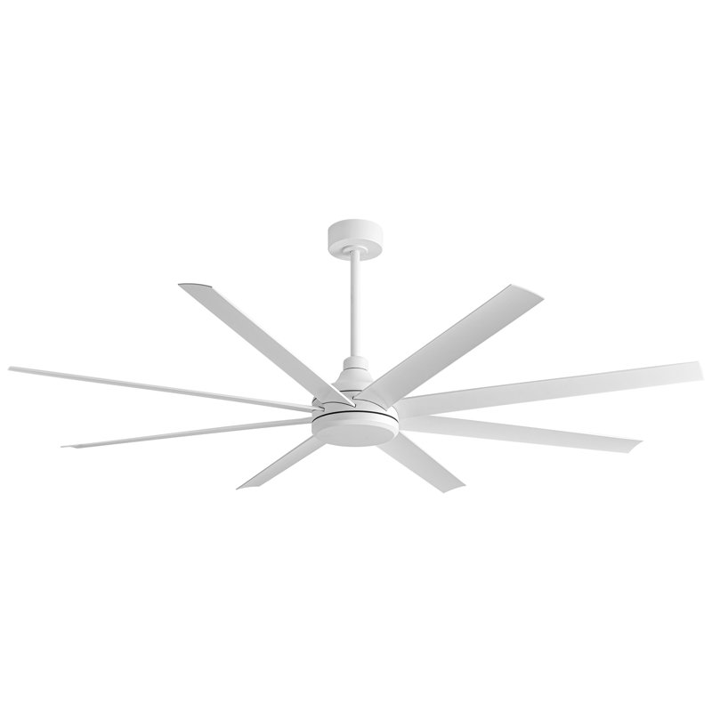 Ventilateur de plafond standard à 8 pales 65 pouces avec télécommande Ilette, Blanc, 72"