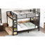 Grand lit superposé en métal pour les adolescents avec tablettes de rangement, tiroirs et panneau perforé, noir-533823683