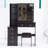 37-Inch Bedside Cabinet Vanity Table With Cushioned Stool, 24"X22" Sliding Mirror, High Capacity Storage, American Design, Black For Middle Rooms Middle