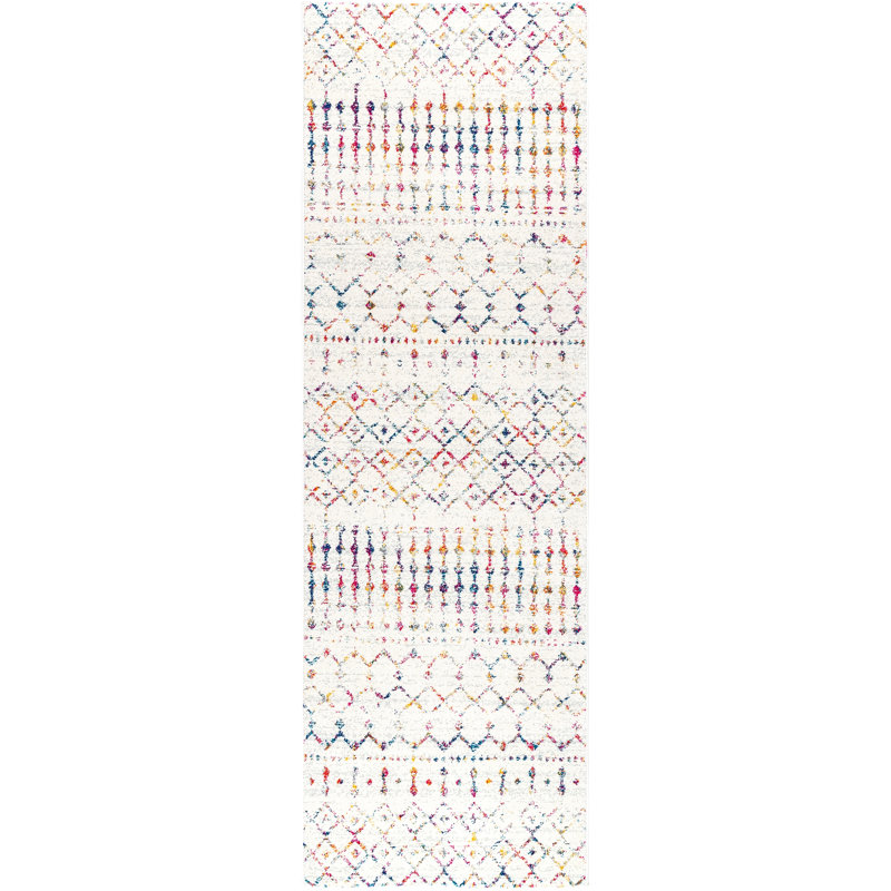 Amanti Moroccan Power Loom Performance Multi Colored Rug, Runner 2'6" x 18'