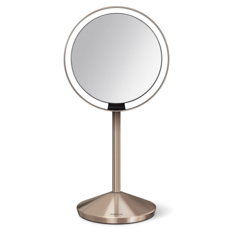 Simplehuman Round Sensor Makeup Mirror Fold, 10x Magnified, Rose Gold Steel