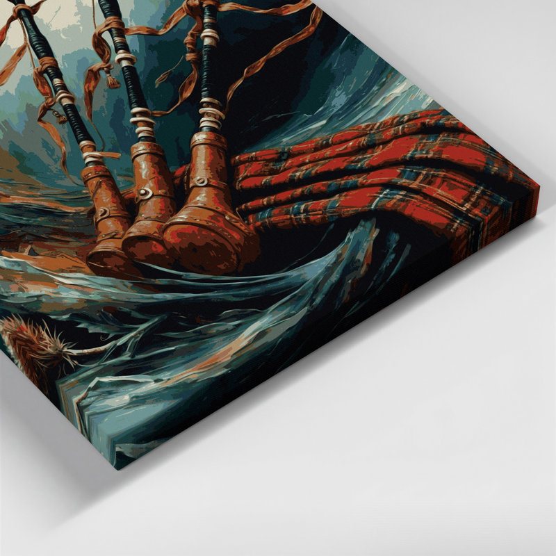Music Bagpipes Black Canvas Wall Art, 11" H x 14" W