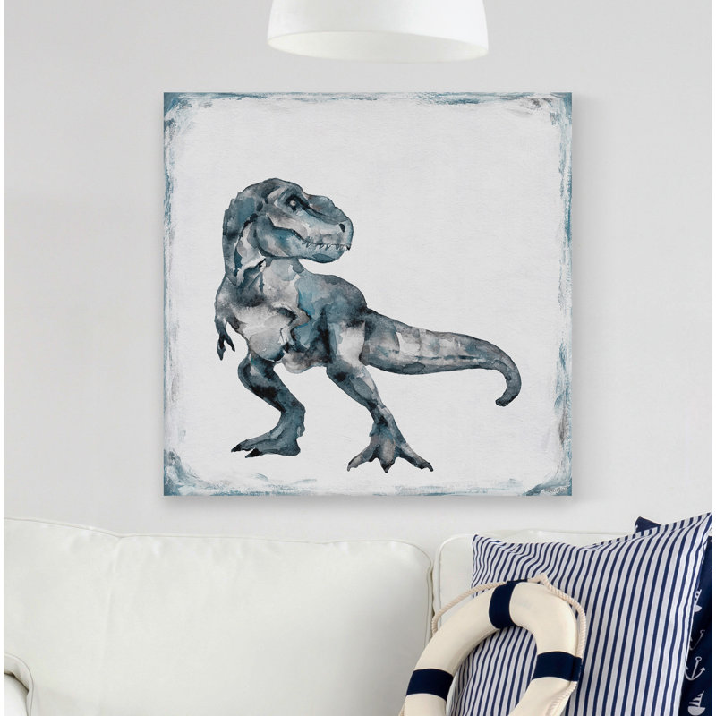 «Dinosaur Chase» - peinture sur toile tendue, H 12 po x l 12 po x P 1,5 po