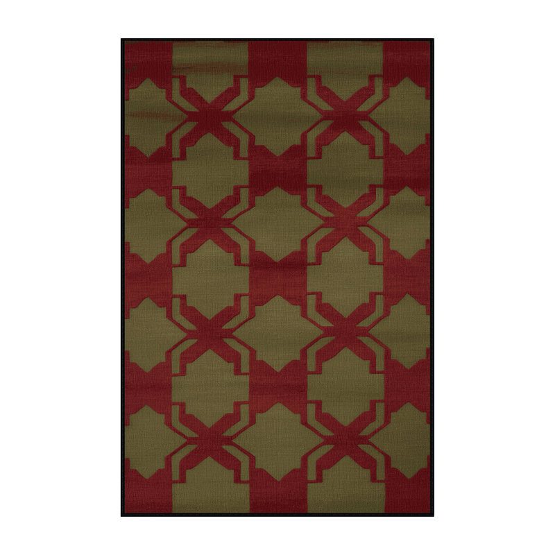 Tapis rouge en treillis lavable à la machine, Rectangle 4pi x 6 pi