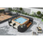 Ensemble de canapés modulaires en rotin pour l'extérieur avec cadre mini spa, sièges en bois et espaces de rangement, beige