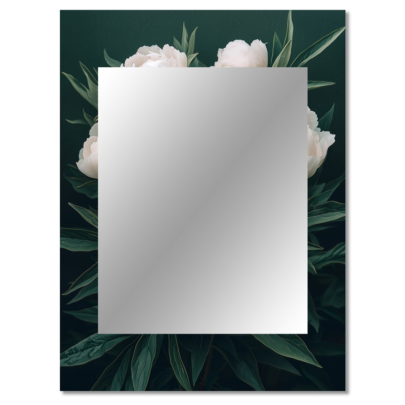 Dark Bloom Of Peonies Petal Serenity II - Traditional Wall Mirror, 40" x 30"