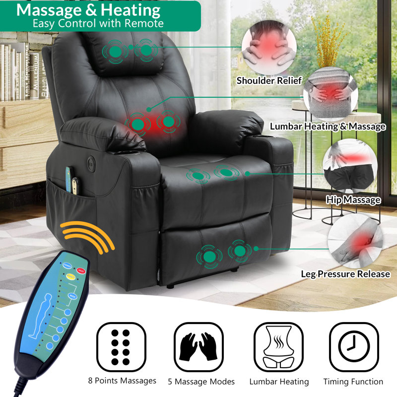 Faux Leather Lift Assist Power Recliner