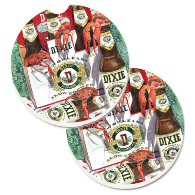 Ceramic Round 2 Piece Car Coaster Set