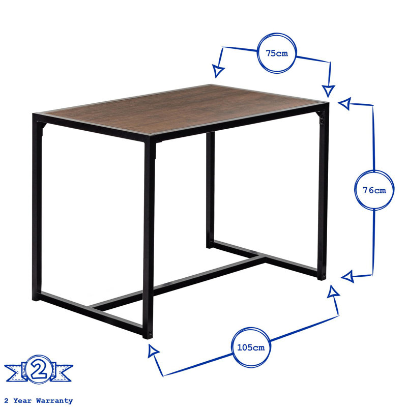 Solid Wood Top Metal Base Writing Desk