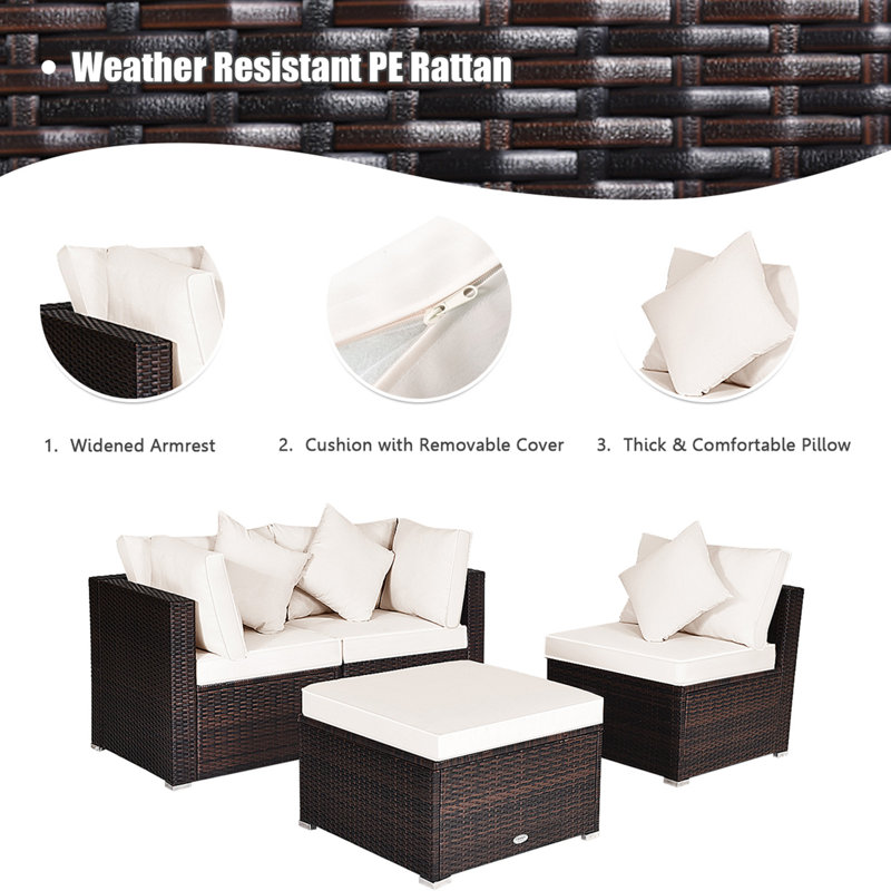 Bridger 4 - Person Patio Conversation Sets with Cushions, Beige