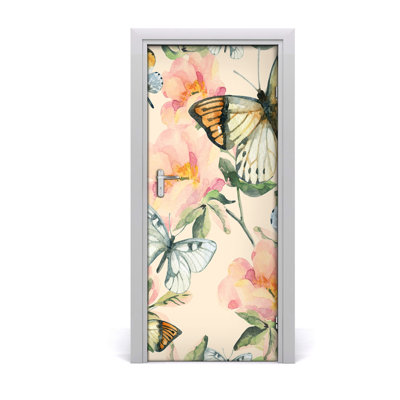 Roses And Butterflies Door Decal