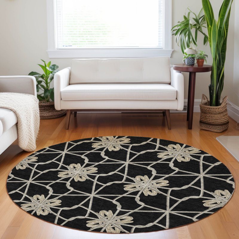  Chayden Area Rug with Non-Slip Backing, Round 8'