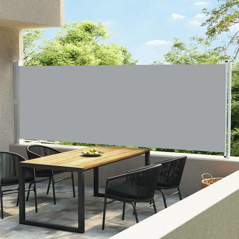 Dakota Fields 600cm W x 8cm D Fabric Cover Retractable Side Awning, Grey, 160cm H x 600cm W
