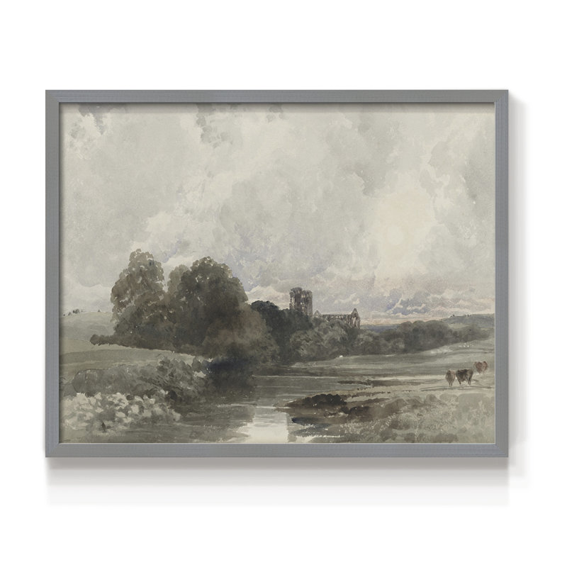 Paysages rétro-CECCXLII-impression encadrée - réaménageable, Gris, H 22 po x l 28 po