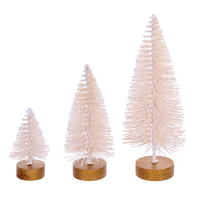 Vickerman 3"-5"-7" Cream Sisal Bottle Brush Tree Set, Set of 3