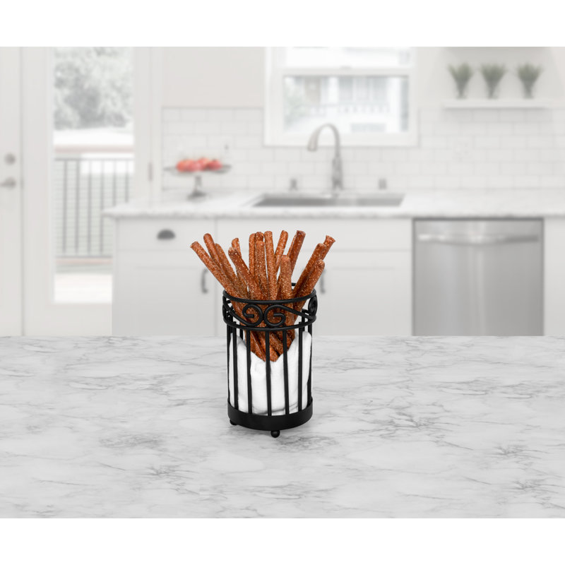 Stainless Steel Round Utensil Crock, Black