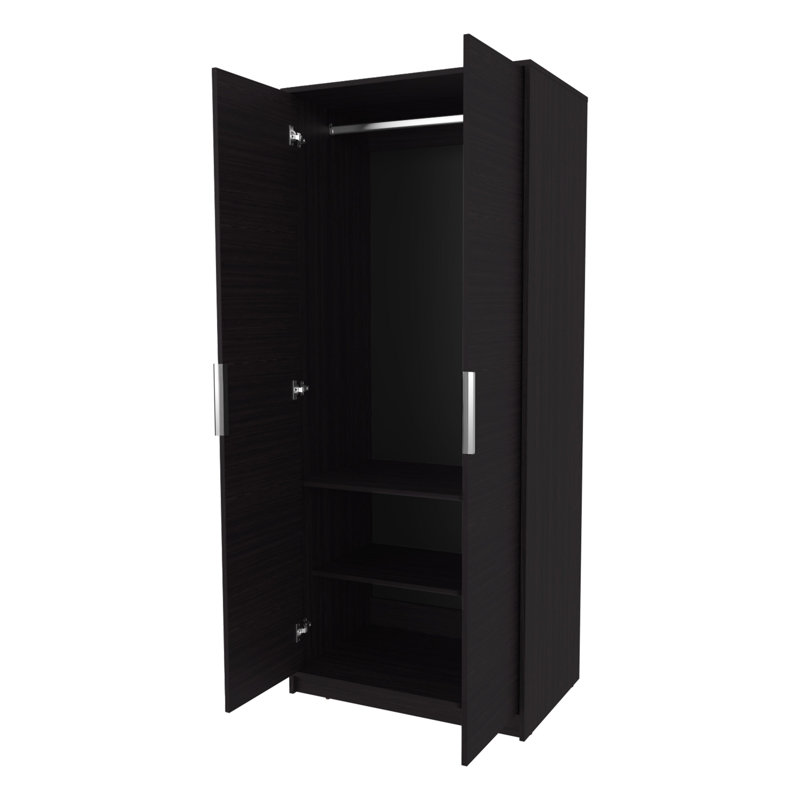 Garde-robe Berlin, deux portes, tringle, deux tablettes, étagère à chaussures, chambre à coucher