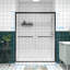 Porte de douche coulissante double à largeur réglable de 60 po avec poignée en acier inoxydable, conception imperméable, roulettes silencieuses, poignée comme porte-serviettes pour la salle de bain-123115442